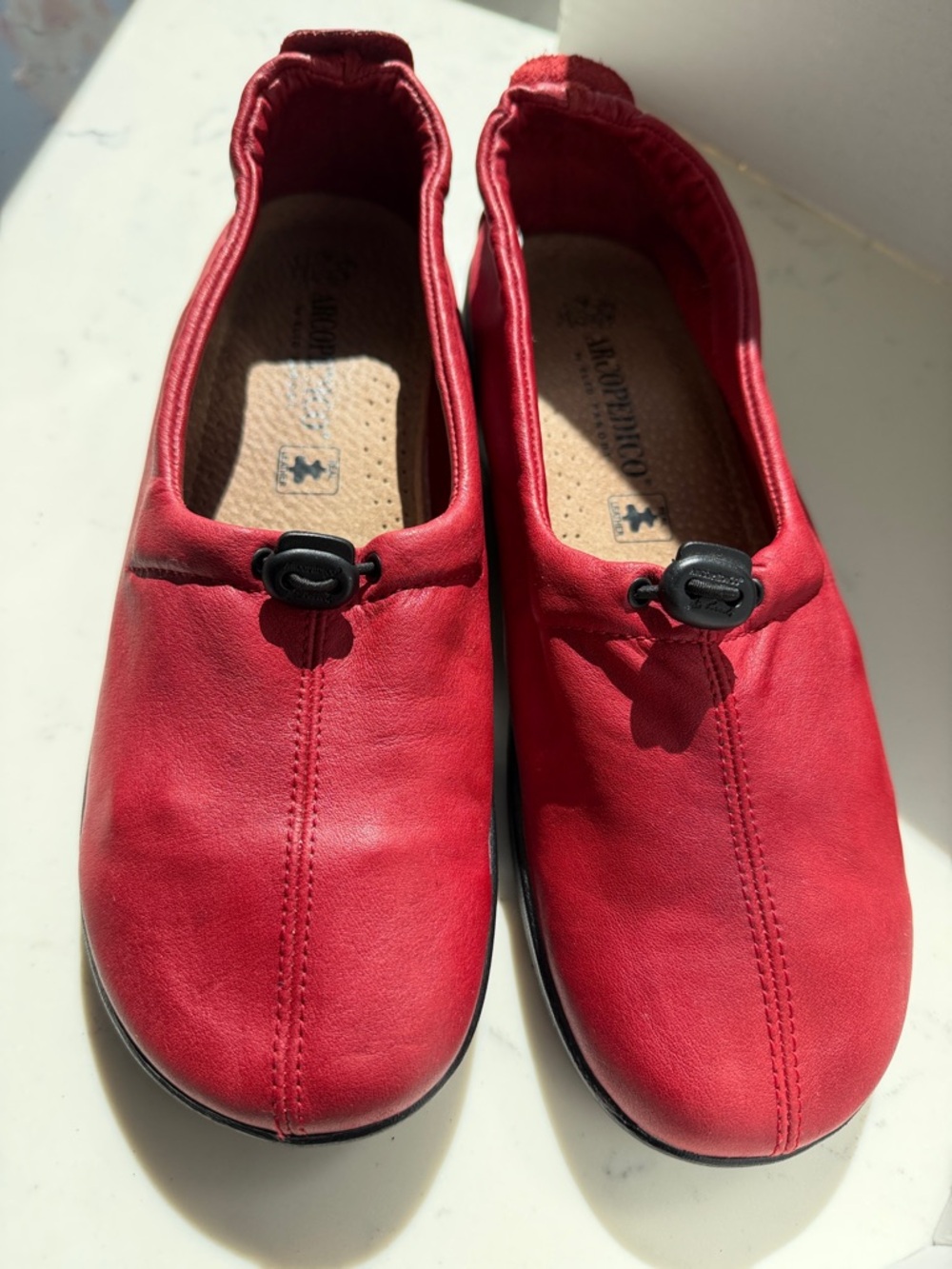 RARE! Arcopedico Red Leather Slip-On Flats EU 42 US 11 Portugal - Picture 3 of 8